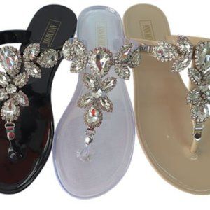 Charlotte Bling Jelly Sandal - Black Ann More